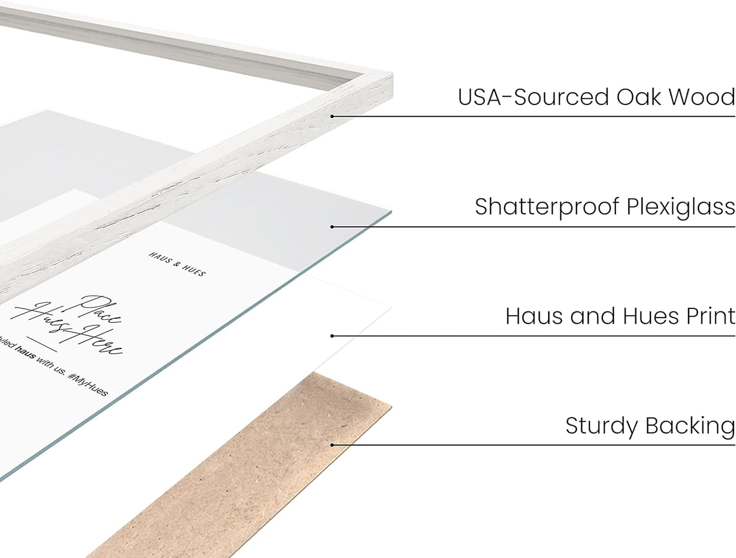 Haus and Hues White 18 x 24 Poster Frame - Set of 9 18 x 24 Picture Frame, Wall 18x24 Frame, 18x24 Wood Frame, 24x18 Poster Frame, Wooden Picture Frame 18 x 24, Art 18 x 24 Frame (Standalone White Oak Frame)