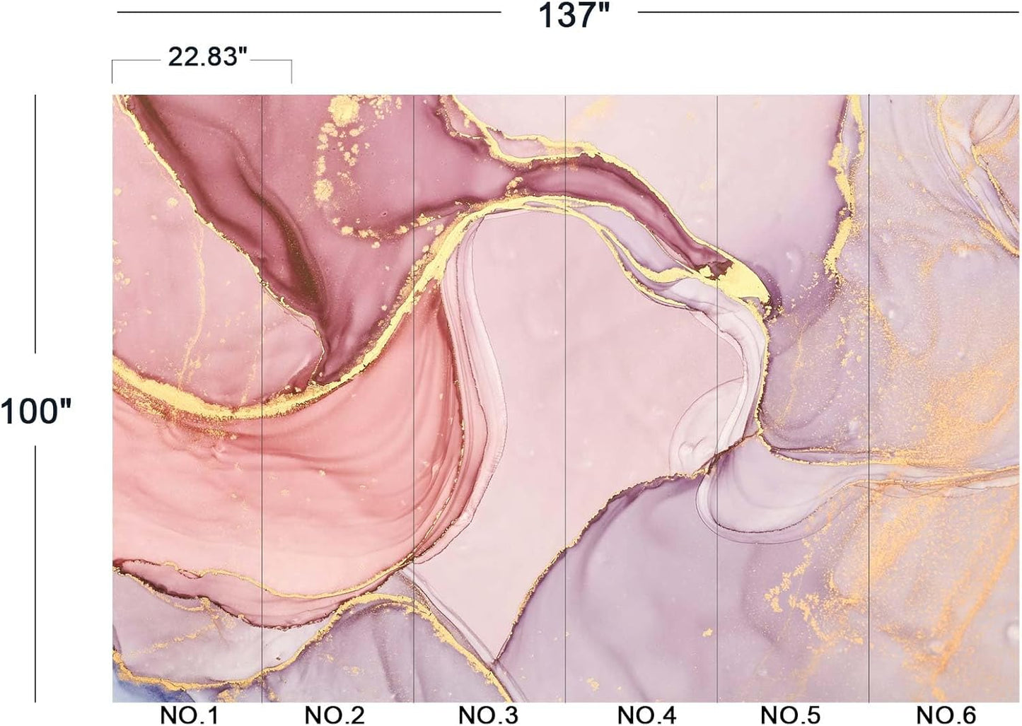 Gilding Marble Pink Wall Mural Wallpaper for Bedroom 137" x 100"