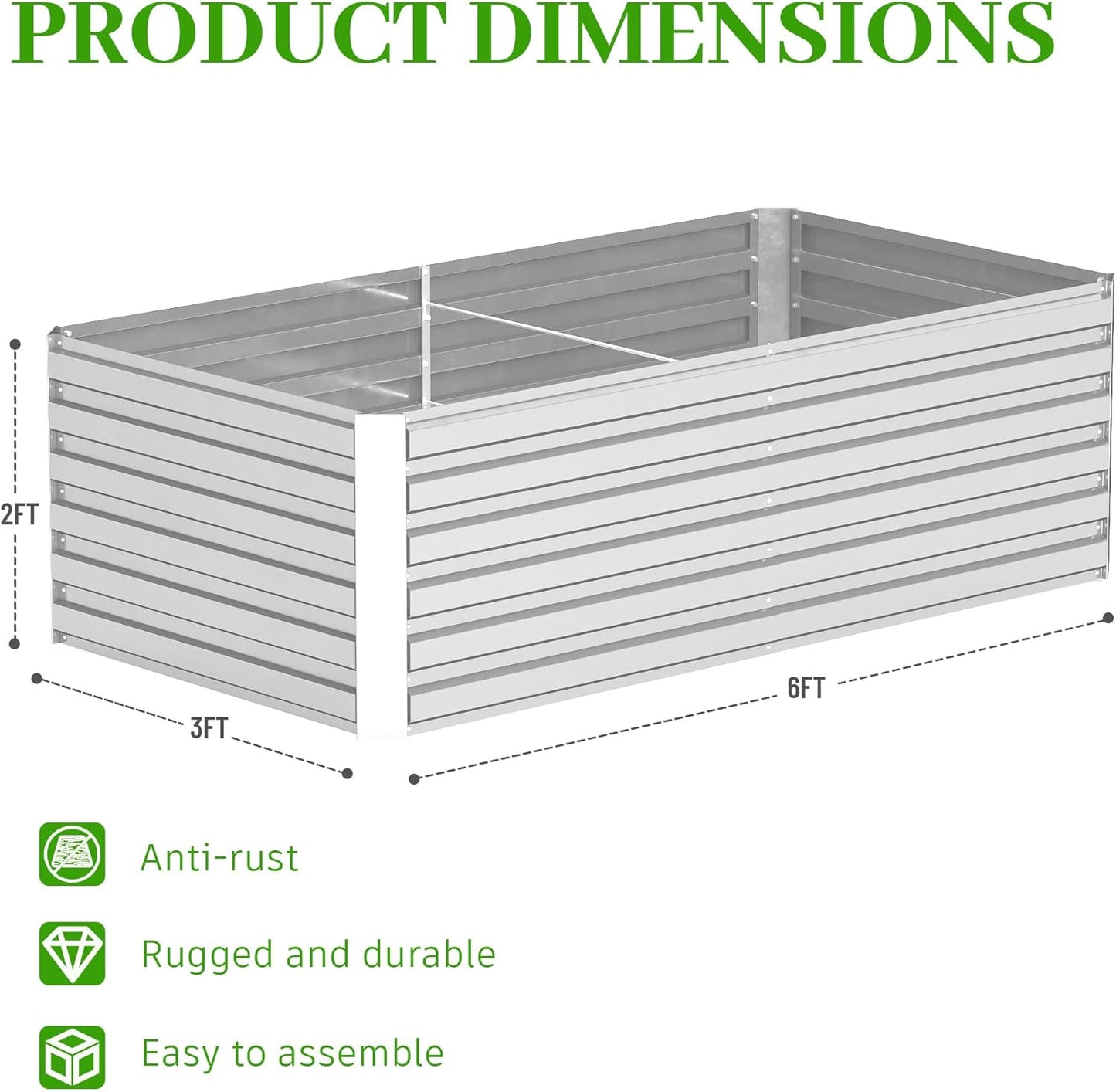 6x3x2 ft Raised Garden Bed, Large Metal Planter Raised Beds, Planters for Outdoor Plants for Vegetables, Flowers, Herbs, Fruits, and Succulents.(4 Pcs)