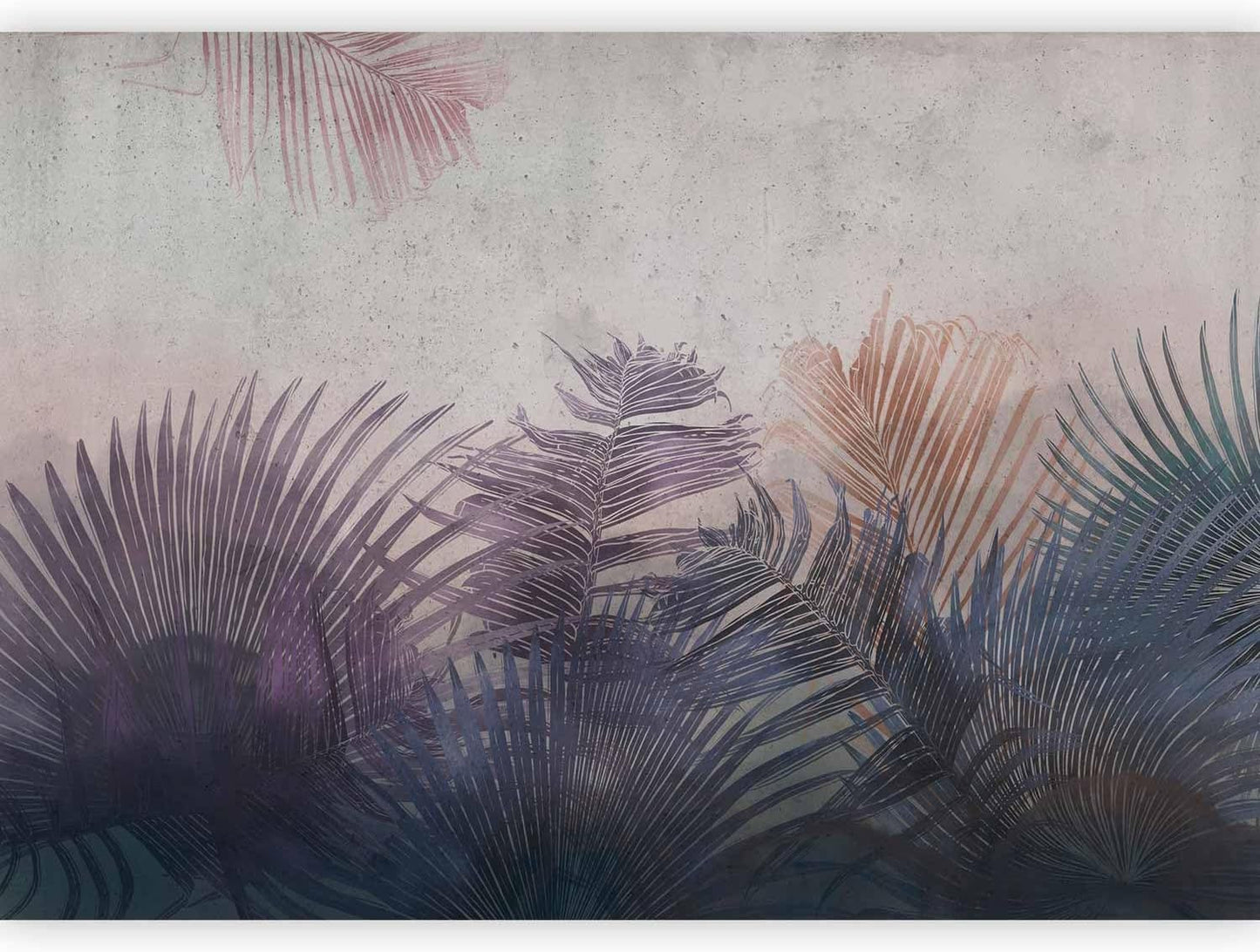 artgeist Wall Mural Jungle 157"x110"XXL Non-Woven Wallpaper Fleece Wall Decor Photo Print Picture Image Design Leaves Botanical Nature Purple Grey b-A-0827-a-a