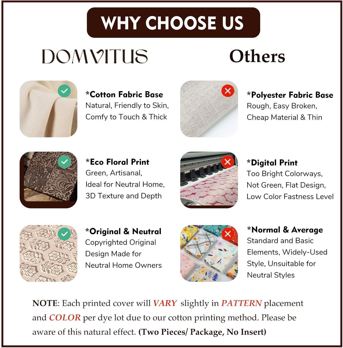 DOMVITUS Floral Pillow Covers Set of 2, Throw Pillow Covers 20x20, Floral Print Neutral Accent Decorative Pillow Covers for Living Room, Bed, Dusty Blue