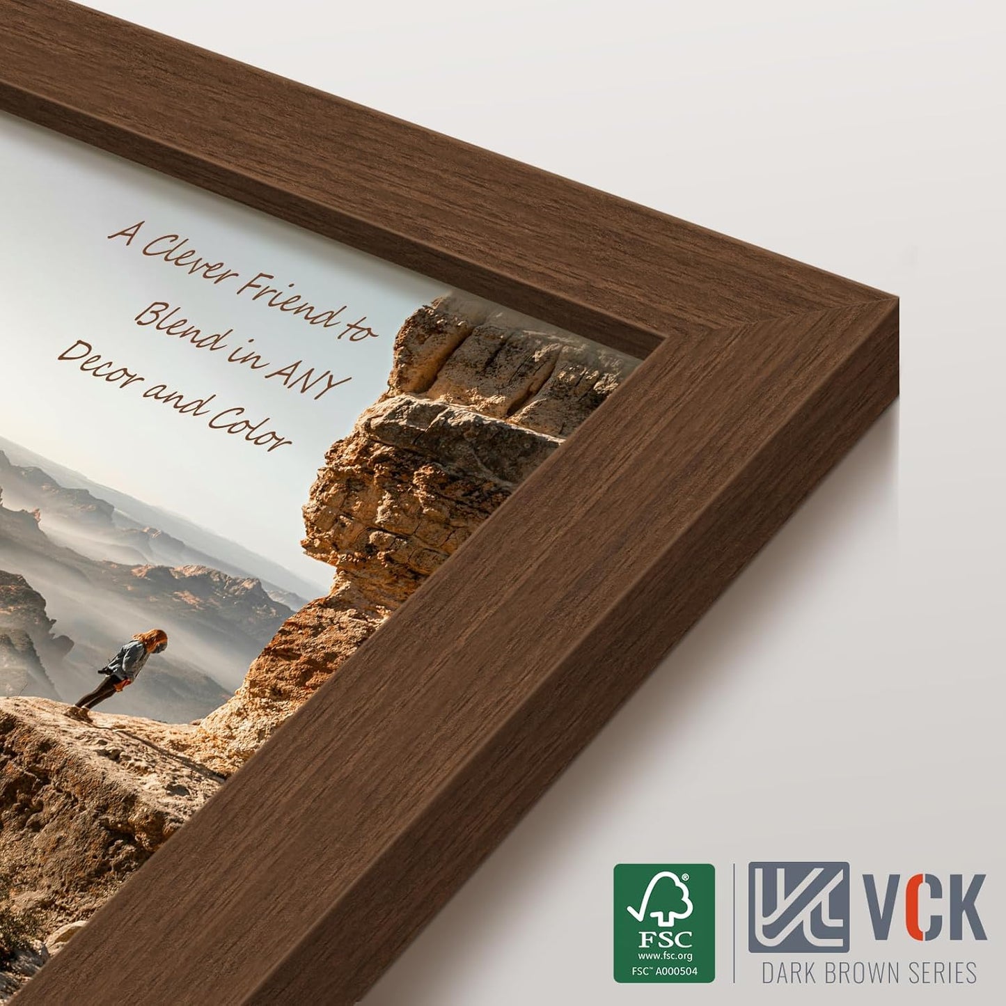 VCK 14x22 Frame Set of 3 - Brown, Wood Picture Frame with Exclusive Wood Grain, Wall Gallery Frame