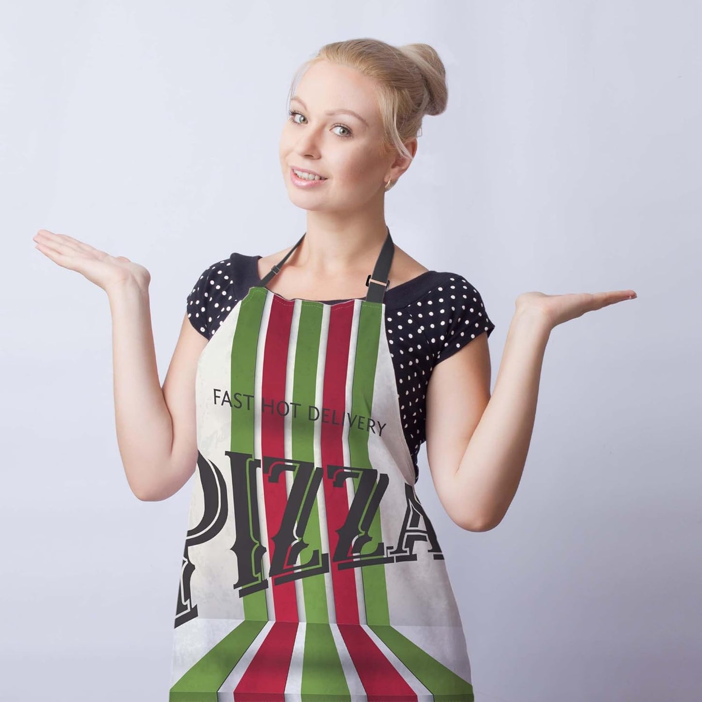 Cute Cooking Apron for Men Retro Pizza Pinafore Aprons for Women for Kitchen Cooking Restaurant BBQ Painting Crafting Gardening 27” (W) x 31” (H), Waterproof Apron