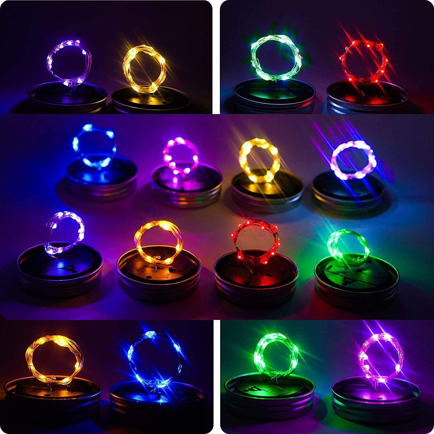 ZNYCYE Mason Jar Solar Lights for Outside, 12 Pack 30LED Fairy Firefly Lights Mason Jar Solar Lids Outdoor Waterproof String Lights with Hangers(NO Jars) for Patio Garden Yard Lawn Decor(6 Colors)