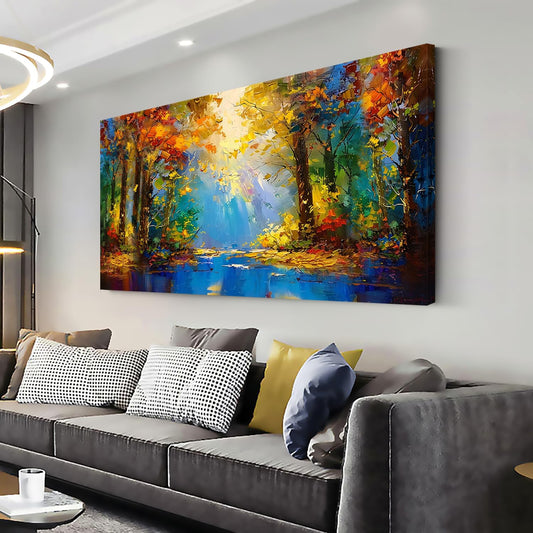 LASMOND Beautiful Colorful Forest Scenery Landscape Wall Art Decor Artwork for Bedroom Living Room (48x24 Inches)