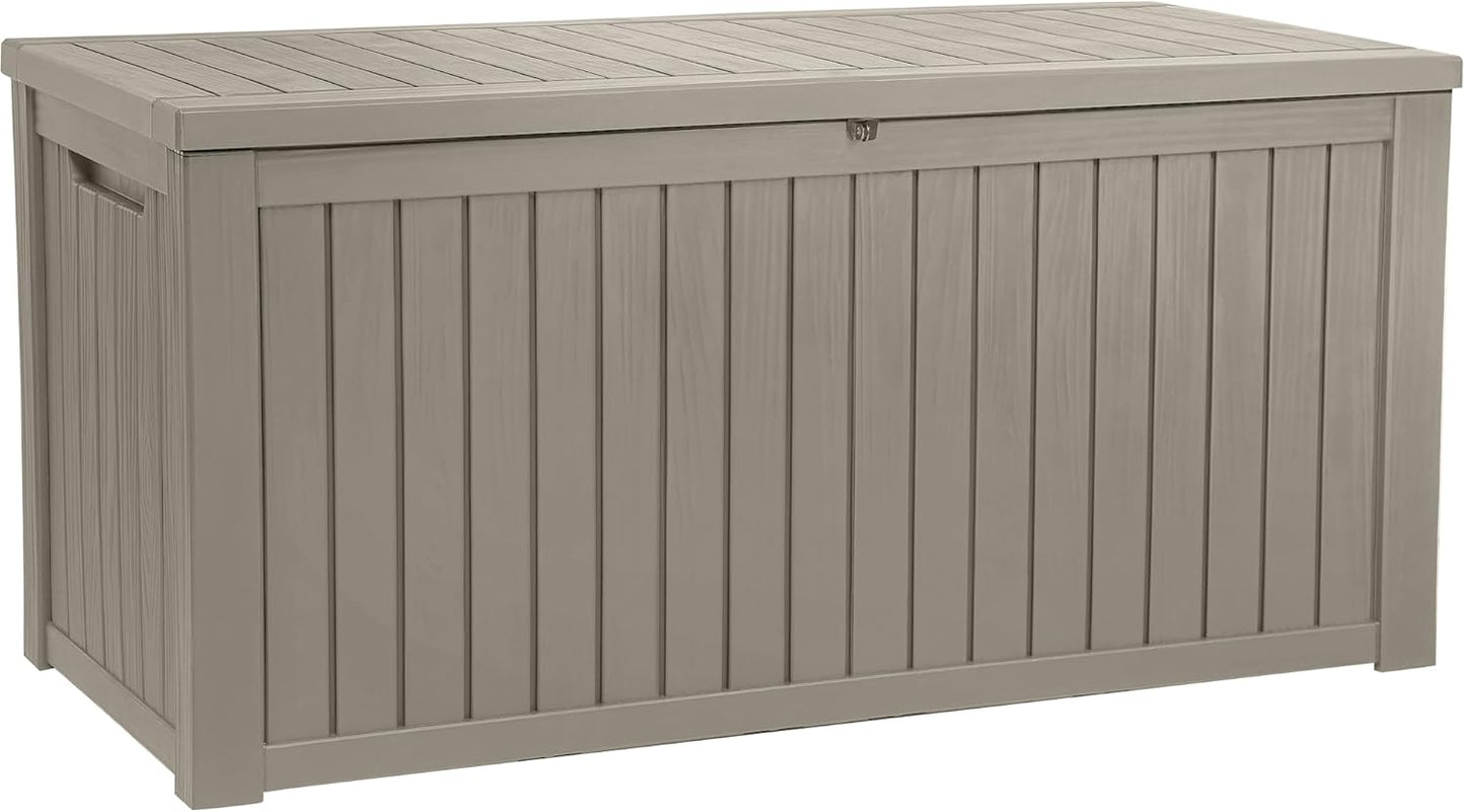 YITAHOME 180 Gallon Large Outdoor Storage XL Deck Box w/Divider for Patio Furniture,Outdoor Cushions, Garden Tools, Sports Equipment and Pool Supplies, Waterproof, Resin, Lockable, Taupe