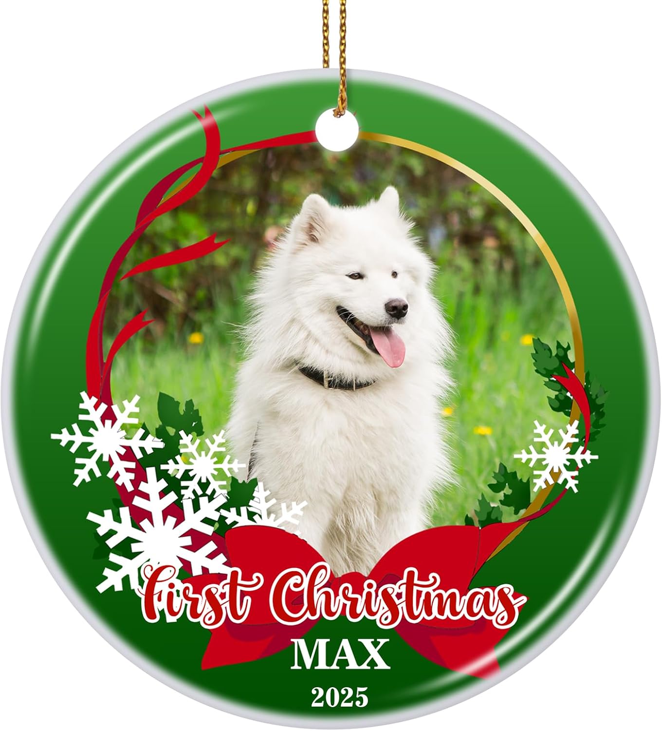 Valyria Personalized Christmas Ornament 2025 Custom Pet Memorial Gifts Photo Ornament Dog Cat First Christmas Ornaments Customized Xmas Tree Decorations Keepsake Gift for Dog Lovers, Pet Lovers