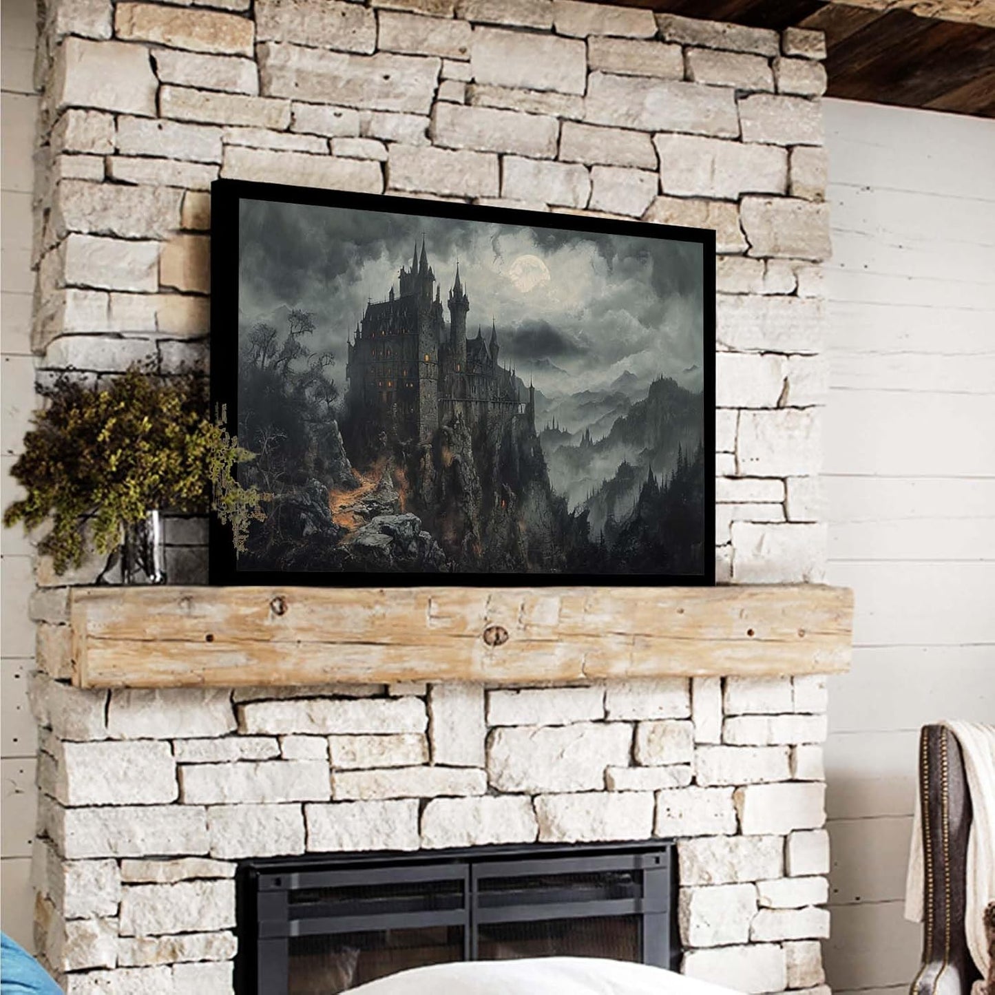 JFHCQJPK Vintage Castle Poster Dark Academy Victorian Gothic Castle Wall Art Poster Moody Mystical Art Print Suitable for Home Living Room Bedroom8x12in Metal blackFramed