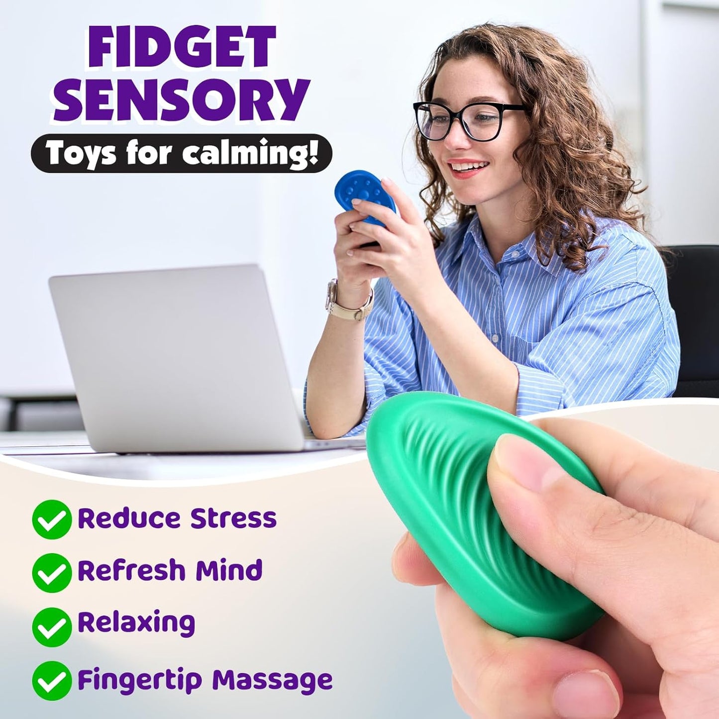 Fidget Toys Adults Sensory Stone: 6 Pack Textured Worry Stone for Autism Kids Calming Down - Fidget Stress Toys for Anxiety Relief - Small Students Prizes Fidget Toys