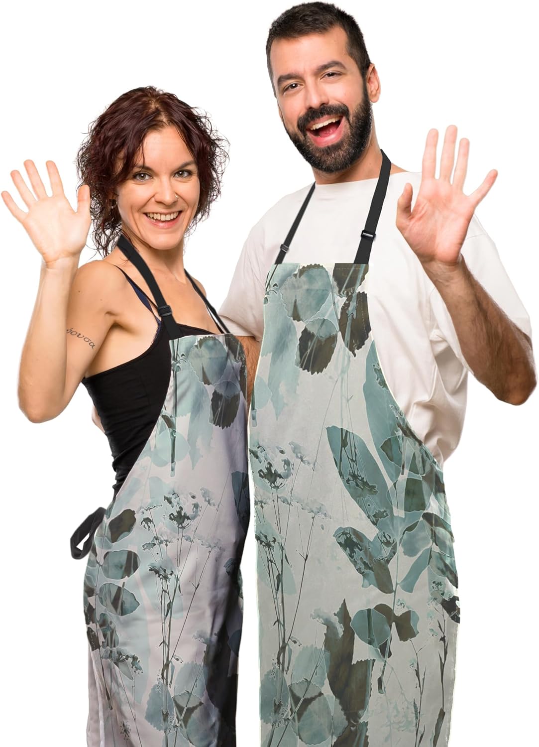 Kitchen Aprons for Women Watercolor Leaves Mans Chef Apron for Cooking Restaurant BBQ Painting Crafting Gardening 27” (W) x 31” (H), Waterproof Apron