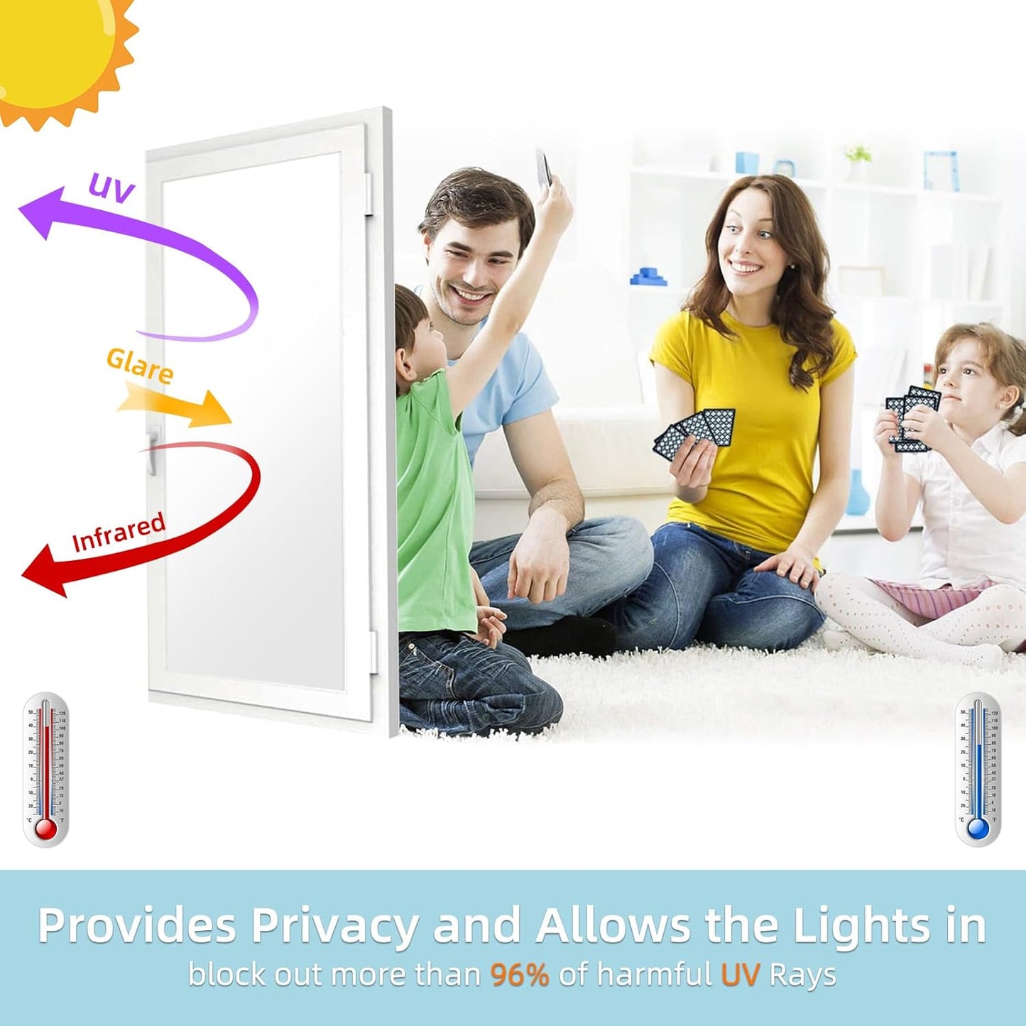 DUOFIRE Privacy Window Film Frosted Glass Film Matte White Static Cling Glass Film No Glue Anti-UV Window Sticker Non Adhesive for Privacy Office Meeting Room Bathroom Living Room DS001W 35.4x157.4in