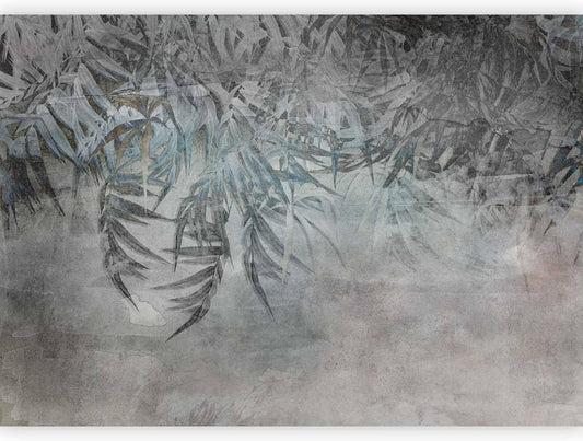 artgeist Wall Mural Leaves 77x55 in - XXL Peel and Stick Self-Adhesive Wallpaper Removable Large Sticker Foil Wall Decor Print Picture Image Design Palm Leaves Concrete Nature Grey b-C-10103-a-a