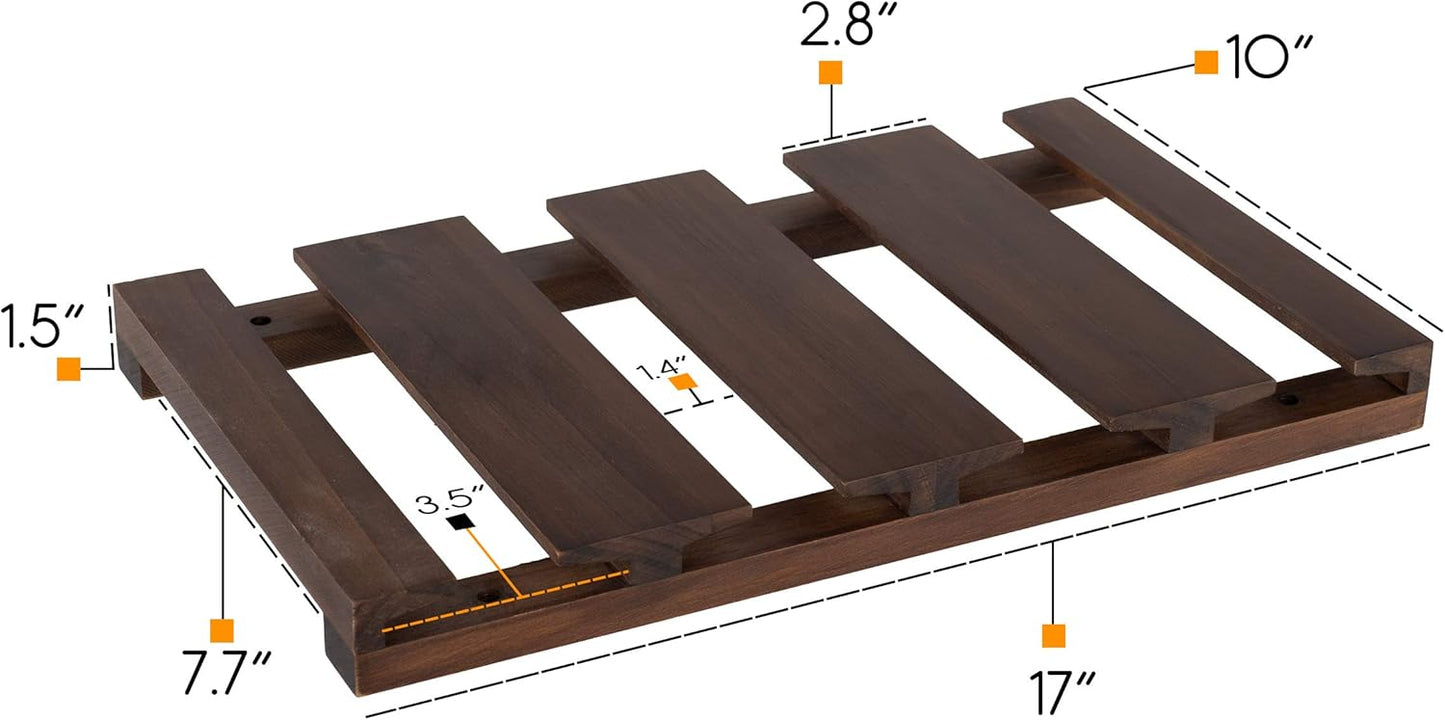 Rustic State Eze 4 Sectional Wood Under Cabinet Wine Glass Holder Wine Glass Rack Hanging Shelf Stemware Bar Organizer - 12 Wine Glass Storage - 10 Inch Deep - Chestnut Stained