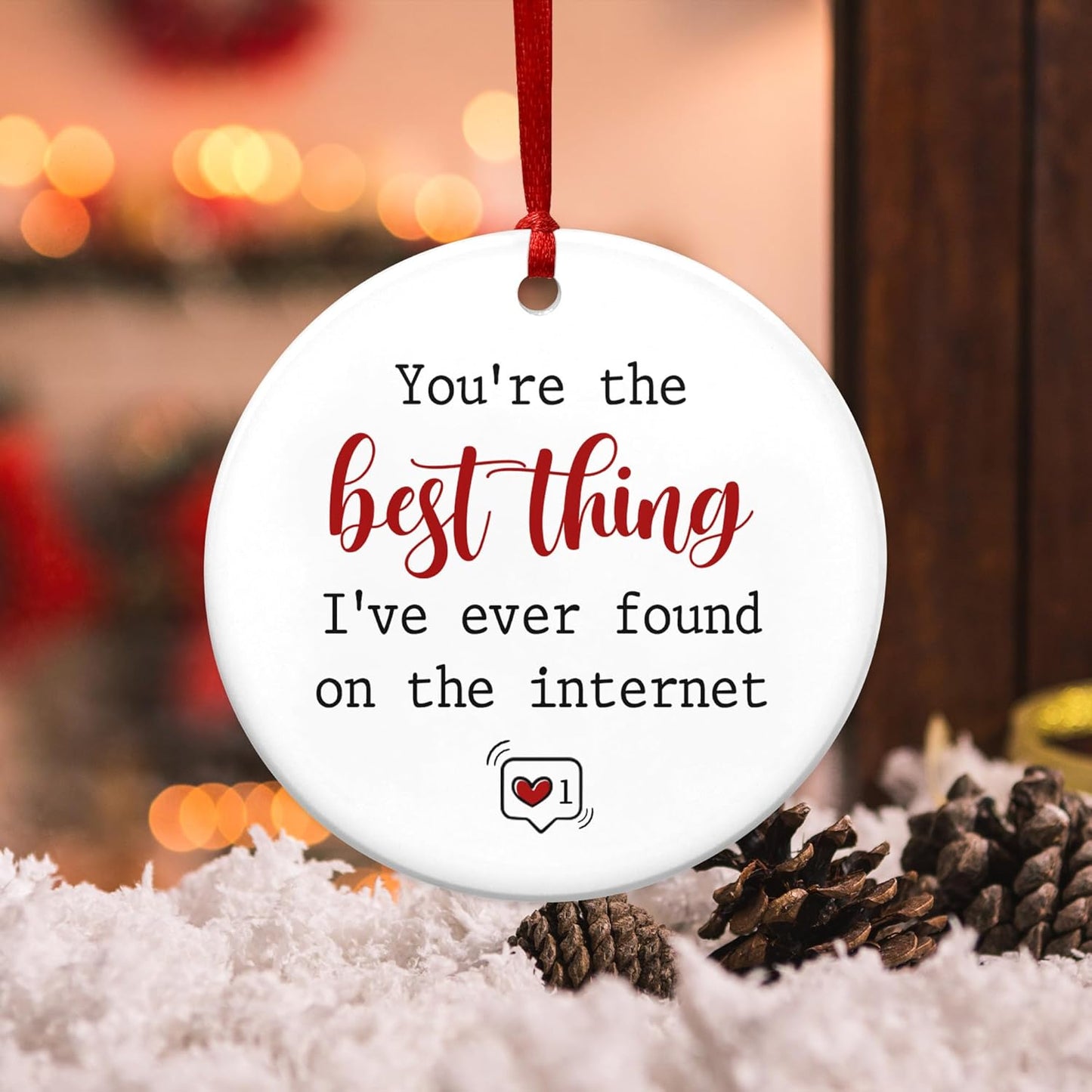 TEEZWONDER Couple Gifts for Men, Women - Christmas Ornaments 2024, Anniversary, Birthday Gifts for Him, Her, Long Distance Relationship Gift for Couples - Christmas Decorations Ceramic Ornaments