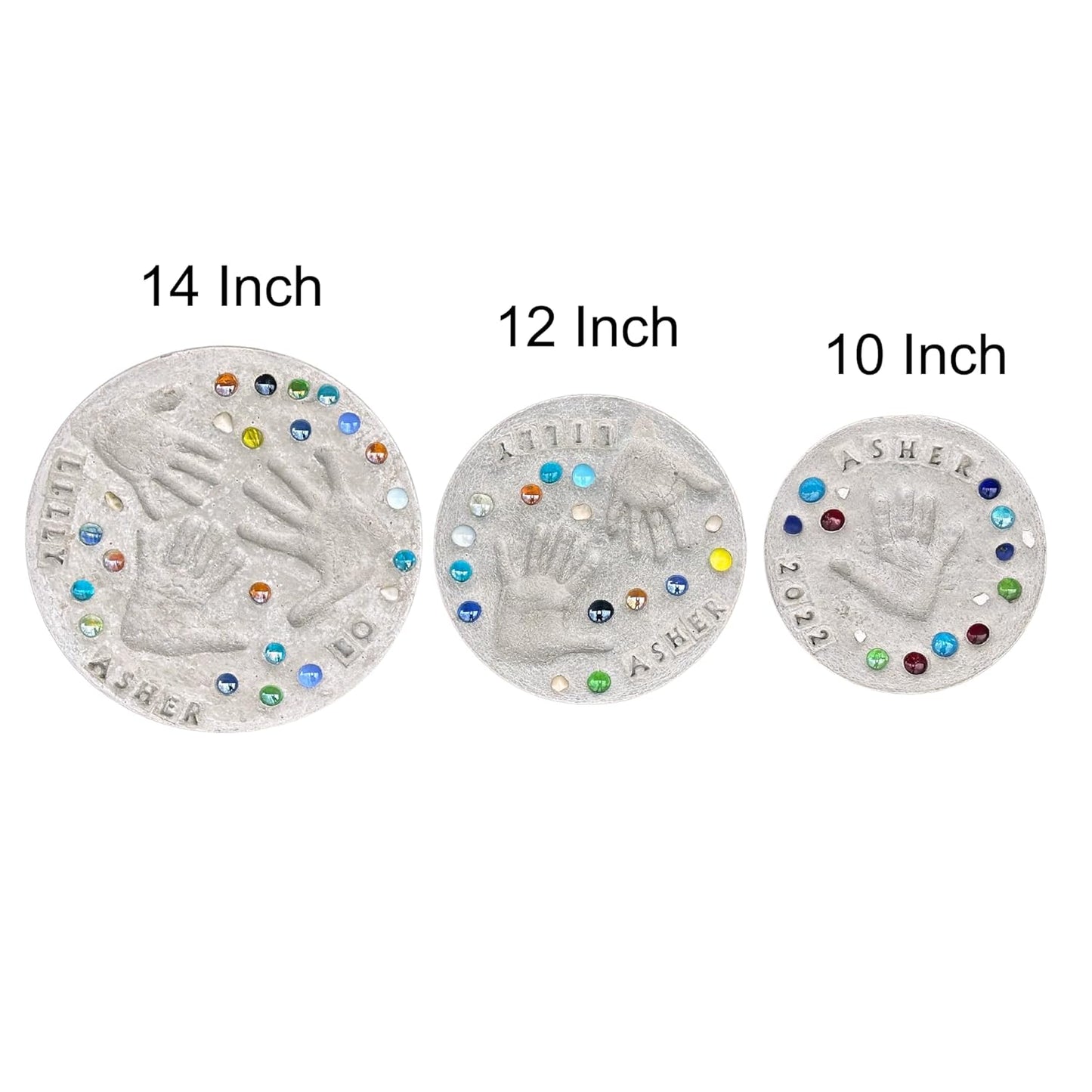 Large DIY Stepping Stone Kit, Handprint Stepping Stone, Mother's Day Gift, Footprint Stepping Stone (14 Inch + Stamp Set)