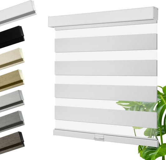Cordless Zebra Blinds for Windows, Blackout Interior Blinds,Easy to Install,UV Protection,for Offices and Home,Custom Roller Shades, Solid White, 59" W x 80" H