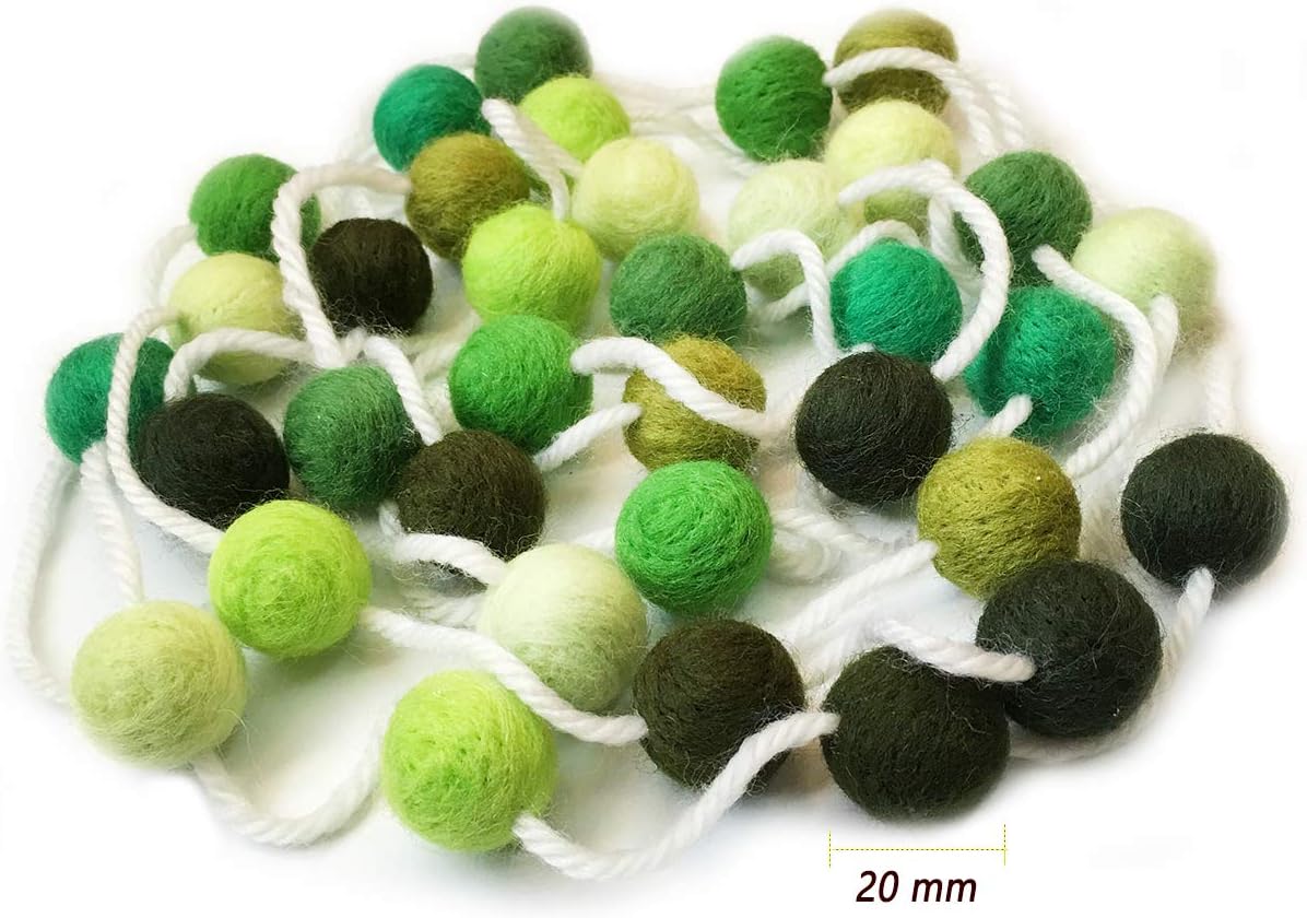 Felt Ball Garland Misscrafts 9.8 Feet 100% Wool Roving Pom Pom Garland 20mm Colorful for Baby Shower Grand Opening Party Festivals Room Decorations