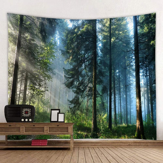 Llamazing Forest Tapestry Home Decor Landscape Tapestry Living Room Bedroom Decoration Magic Curtain (Morning Forest, 60''L×51''W)