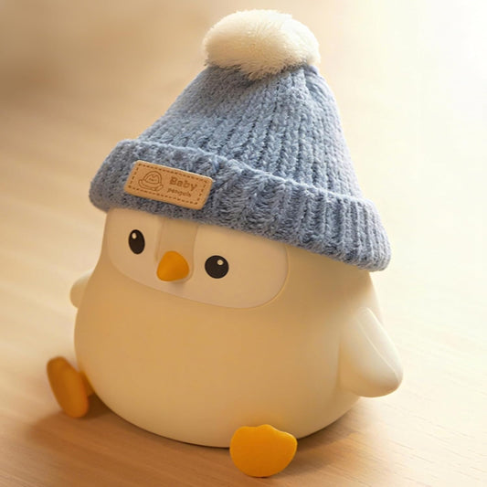 Penguin Lamp with Knit Hat,Kawaii Penguin Night Light,Food Grade Silicone,Dimmable Nursery Nightlight,LED Squishy Novelty Animal Lamp,Kids Room Decor,Funny Gifts for Kids Boys Girls Baby
