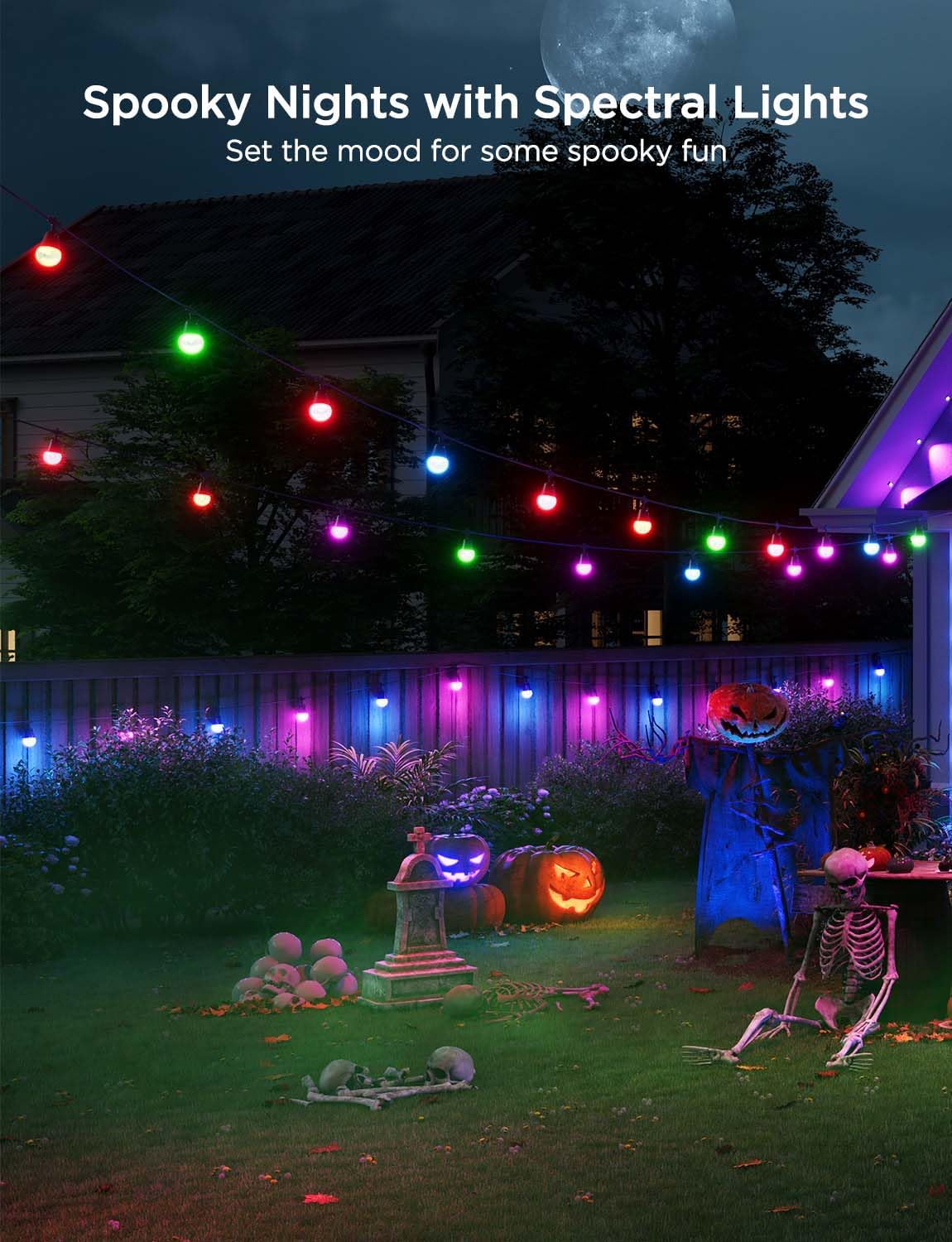 Govee Smart Outdoor String Lights 2, 96ft RGBIC Outdoor Lights with Dimmable Warm White LED Bulbs, 47 Scene Modes for Patio, Backyard, IP65 Waterproof, Works with Alexa, App Control