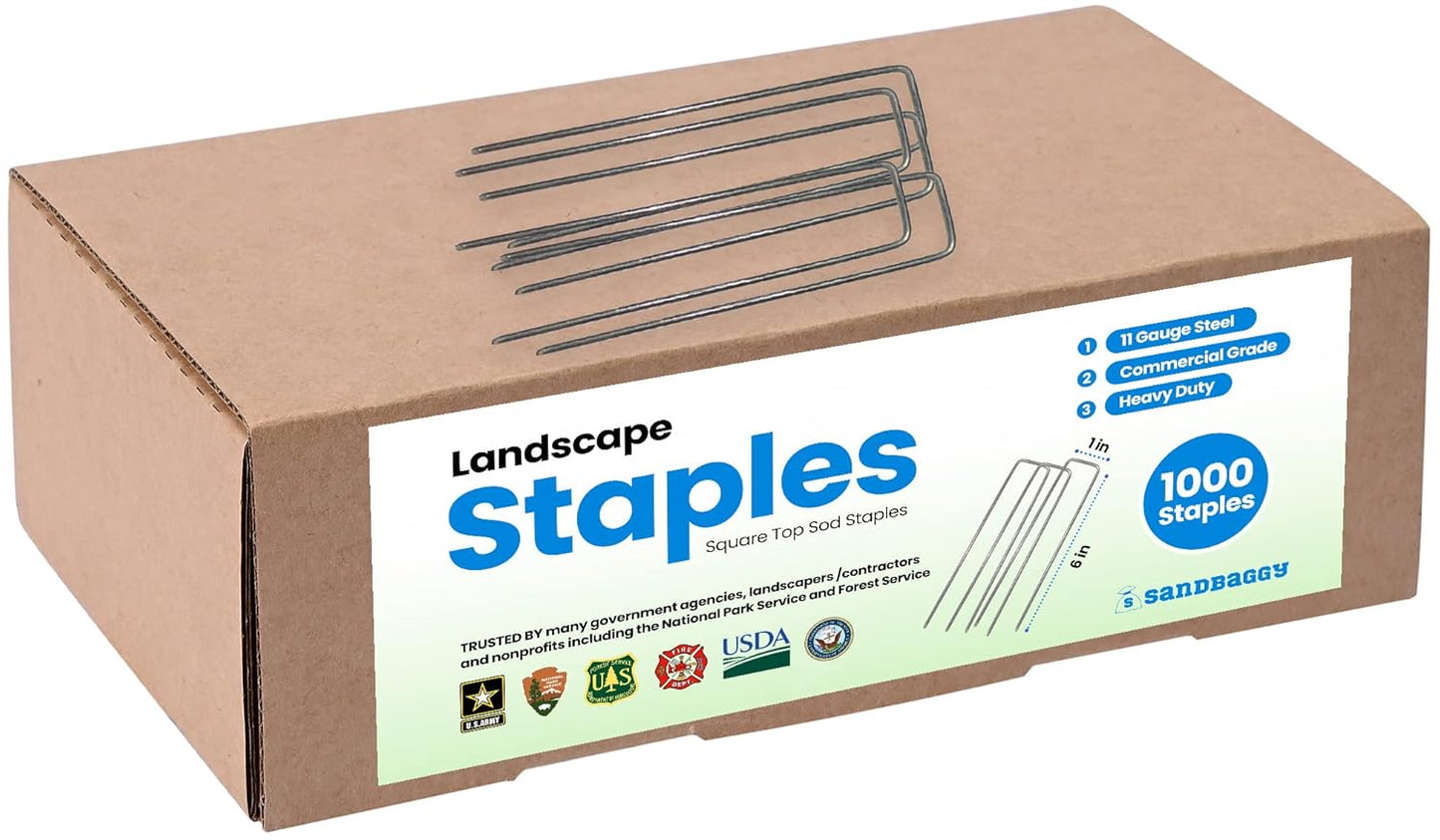 Sandbaggy 1000 Count 6" Landscape Staples | Industrial Grade 11 Gauge Steel | Great for Securing Landscape Fabrics, Erosion Control Matting, Bird Netting & Etc |Trusted by Farmers Across USA