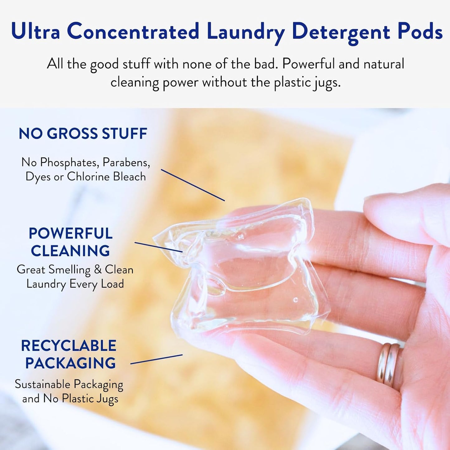 The Clean People Laundry Detergent Pods - Hypoallergenic Laundry Pods - Ultra Concentrated, Recyclable Packaging, Stain Fighting - Lavender, 96 Pack