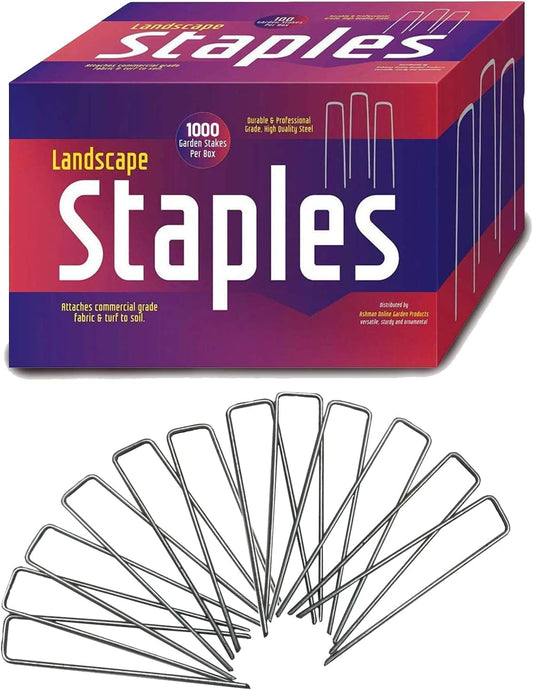 Ashman Garden Landscape SOD Staples and Stakes Pins for Weed Barrier Fabric, Ground Cover, Garden Hose, Lawn Drippers, Drip Irrigation Tubing, 1000 Pack Heavy Duty & Anti Rust