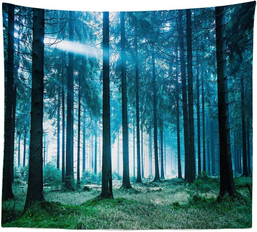 Llamazing Forest Tapestry - Home Decor Landscape for Living Room & Bedroom (Forest White Light, 60''L51''W)
