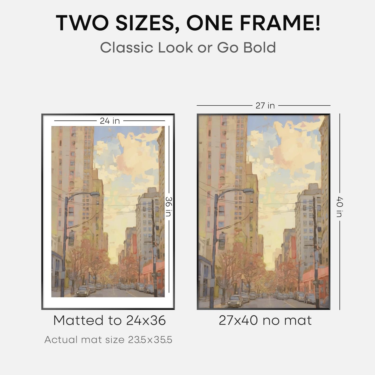 Homeforia 27x40 inch Poster Frame Black, High End Metal 27 x 40 Large Movie Picture Frames with Mat 24 by 36 in Photo, 27x40 Thin Frame Matted to 24x36, 40x27 Frame, Tempered Glass, Wall Kit, Set of 1