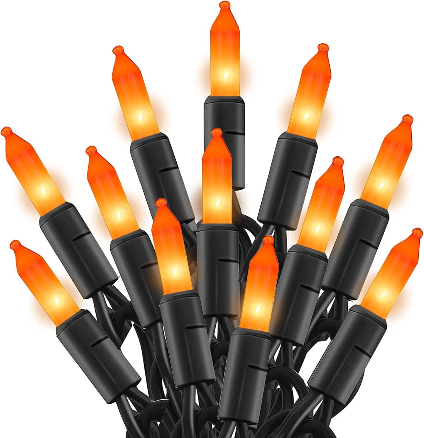 TW SHINE Orange Halloween Lights, 20FT 100 Count Incandescent Mini String Lights, Waterproof Halloween Decorations for Outdoor Indoor Patio Home Party Garden Yard Decor