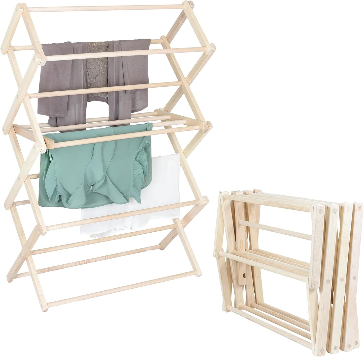 Pennsylvania Woodworks Clothes Drying Rack: Solid Maple Hard Wood Laundry Rack for Sweaters, Blouses, Lingerie & More, Durable Folding Drying Rack, Made in USA, No Assembly Needed, Medium