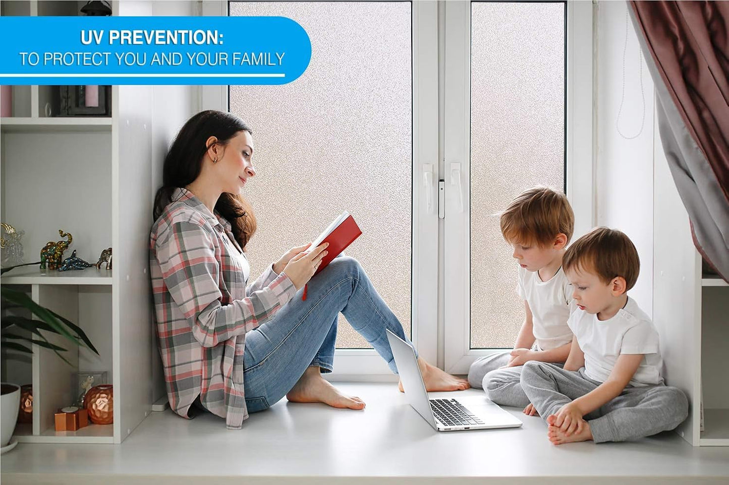 Privacy Window Film: Translucent Static Cling Treatment for Home Security and Decorative Frosted Glass Effect - No Residue, Heat Control, UV Prevention, Easy Removal (Winter Frost, 17.5 x 80 inches)