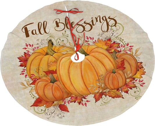 Christmas Tree Skirt,Fall Blessings Xmas Tree Skirt Rustic Farmhouse Tree Skirt for Christmas Decor Xmas Holiday Home Party Decorations48