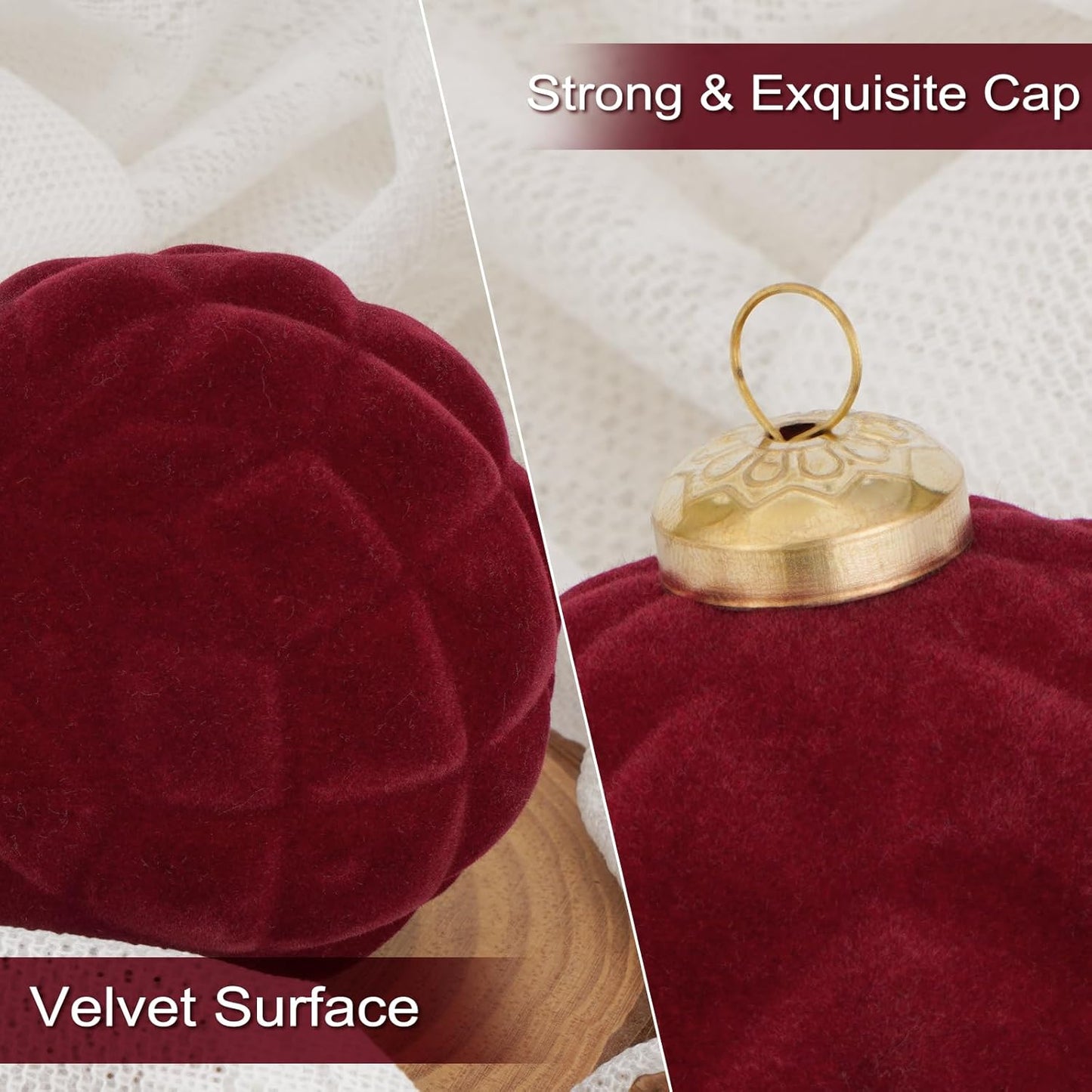 46PCS Velvet Christmas Ball Ornaments Set, Flocked Shatterproof Xmas Tree Decor, Assorted Hanging Ornaments with Loop for Holiday Home Decor, Christmas Tree, Mantel, Party Decoration (Red)