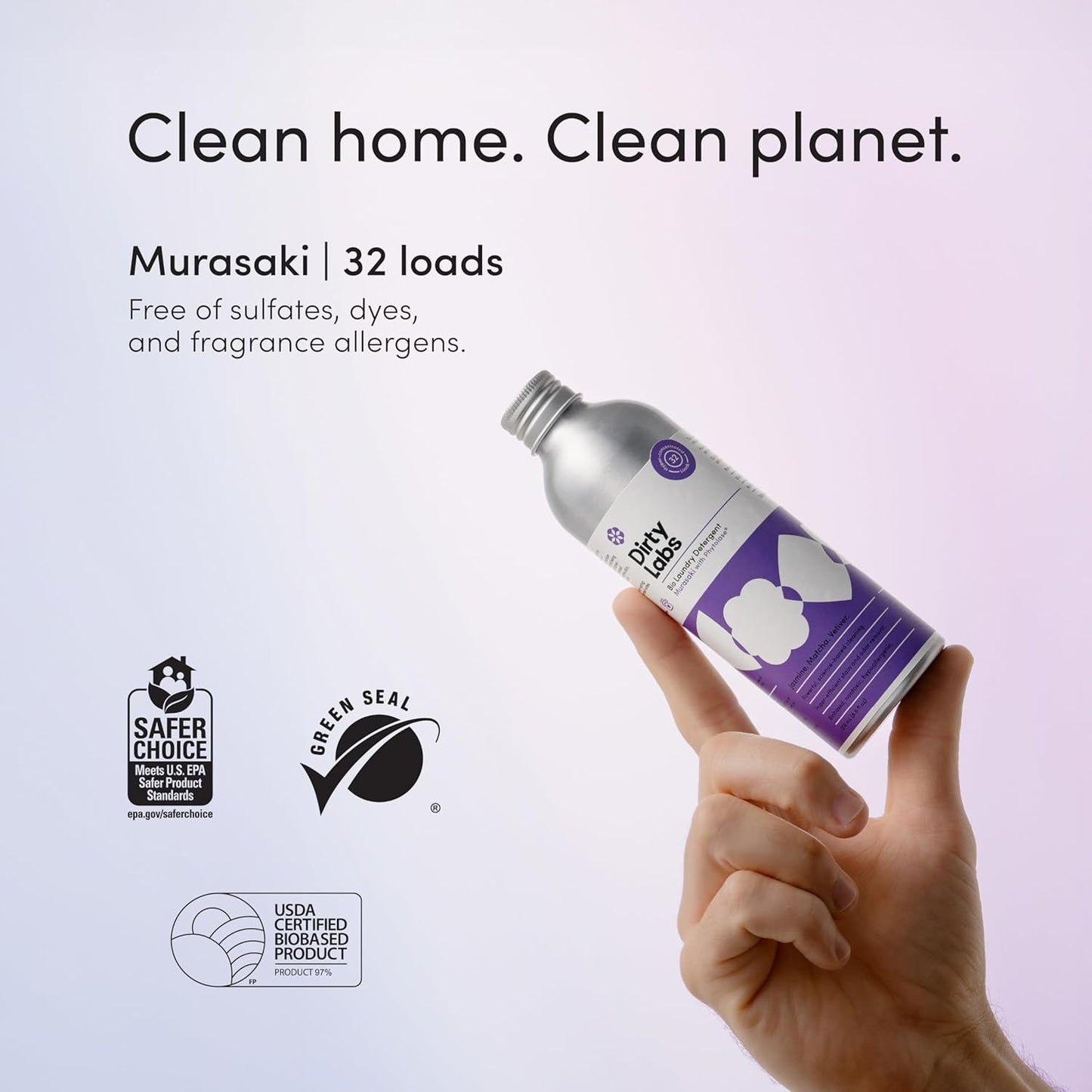 Dirty Labs | Murasaki Scent | Bio Enzyme Liquid Laundry Detergent | 32 Loads (8.6 fl oz) | Hyper-Concentrated | High Efficiency & Standard Washing | Nontoxic, Biodegradable | Stain & Odor Removal