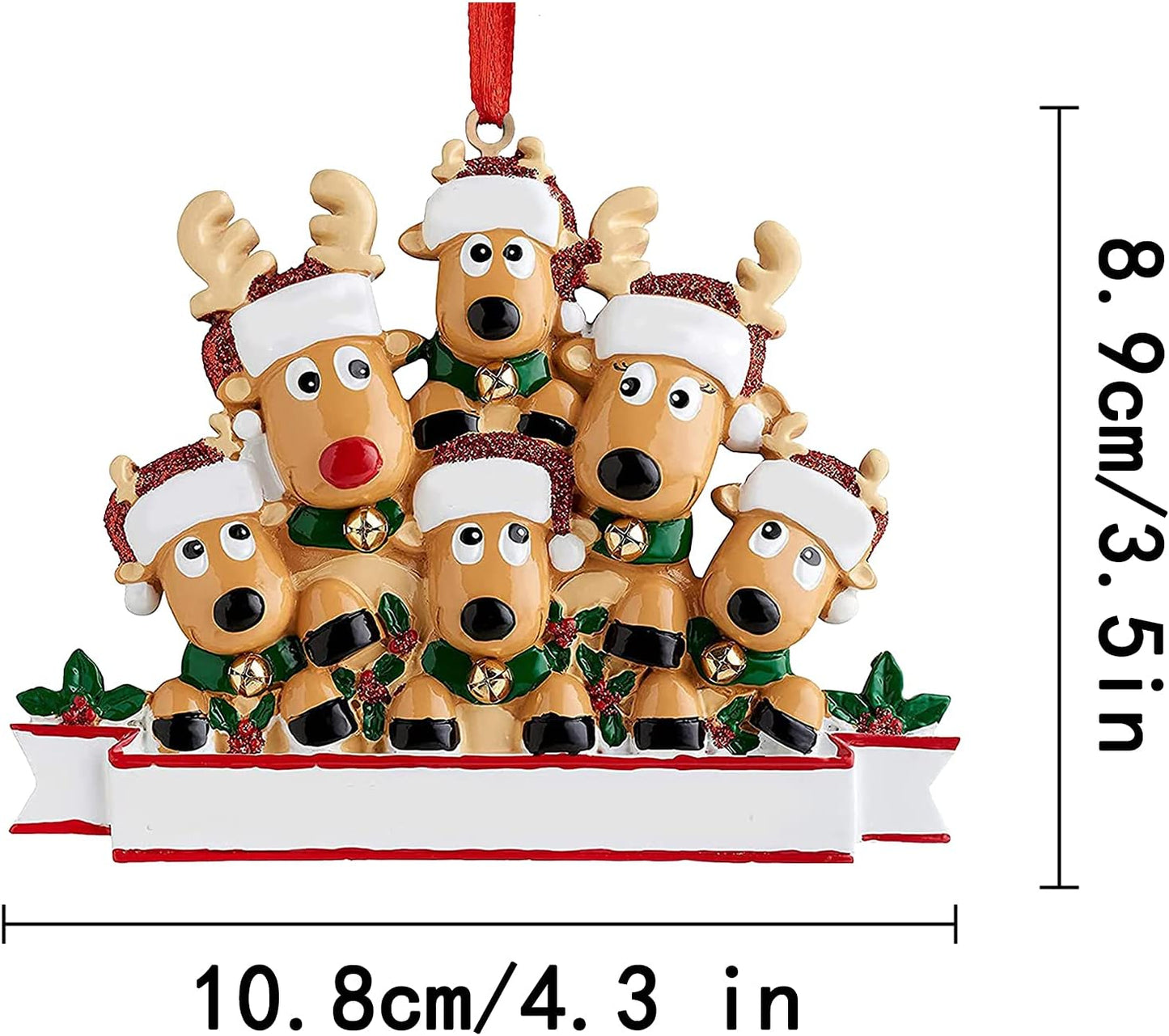 Personalized Deer Christmas Ornaments 2025 Family of 2,3,4,5,6,7,8 Custom Name Reindeer Xmas Ornament with Text,Customized Christmas Decoration Gifts - Family of 2