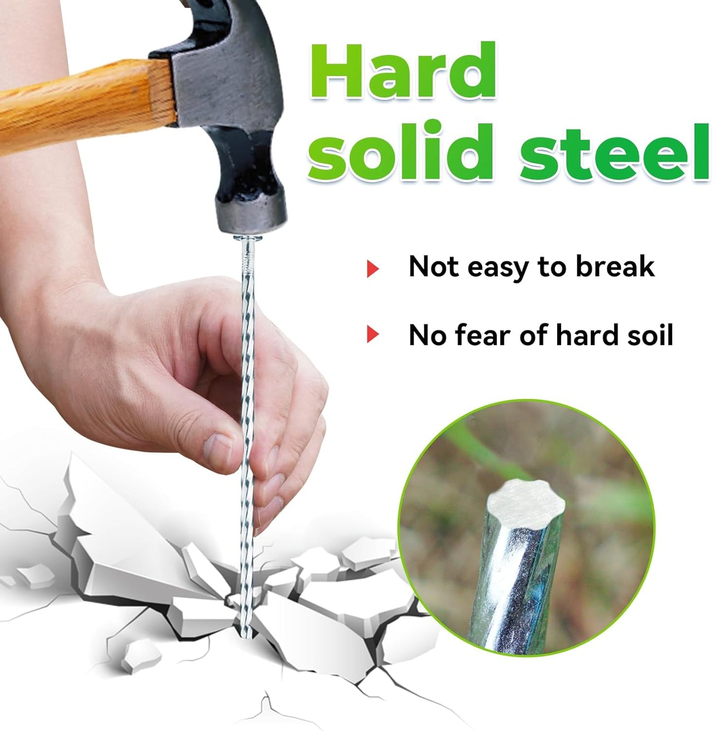 6.3-Inch Galvanized Heavy-Duty Landscape Stakes, (300-Pack) Spiral Metal Turf Spikes for Artificial Grass, Paver Edging, Weed Barrier, Securing Fences and More