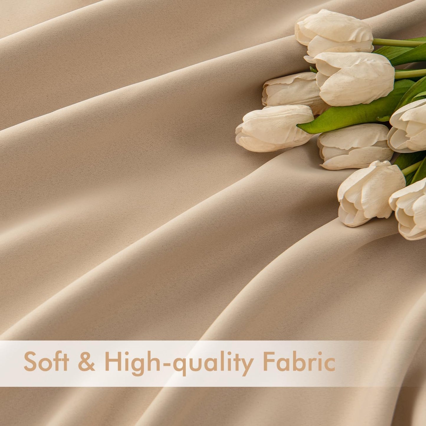 MIULEE Back Tab Beige Curtains 108 Inch Long 2 Panels Set for Living Room Bedroom Privacy, Cream Rod Pocket/Pinch Pleated Light Blocking Extra Long Thermal Insulated Room Darkening Blackout Drapes