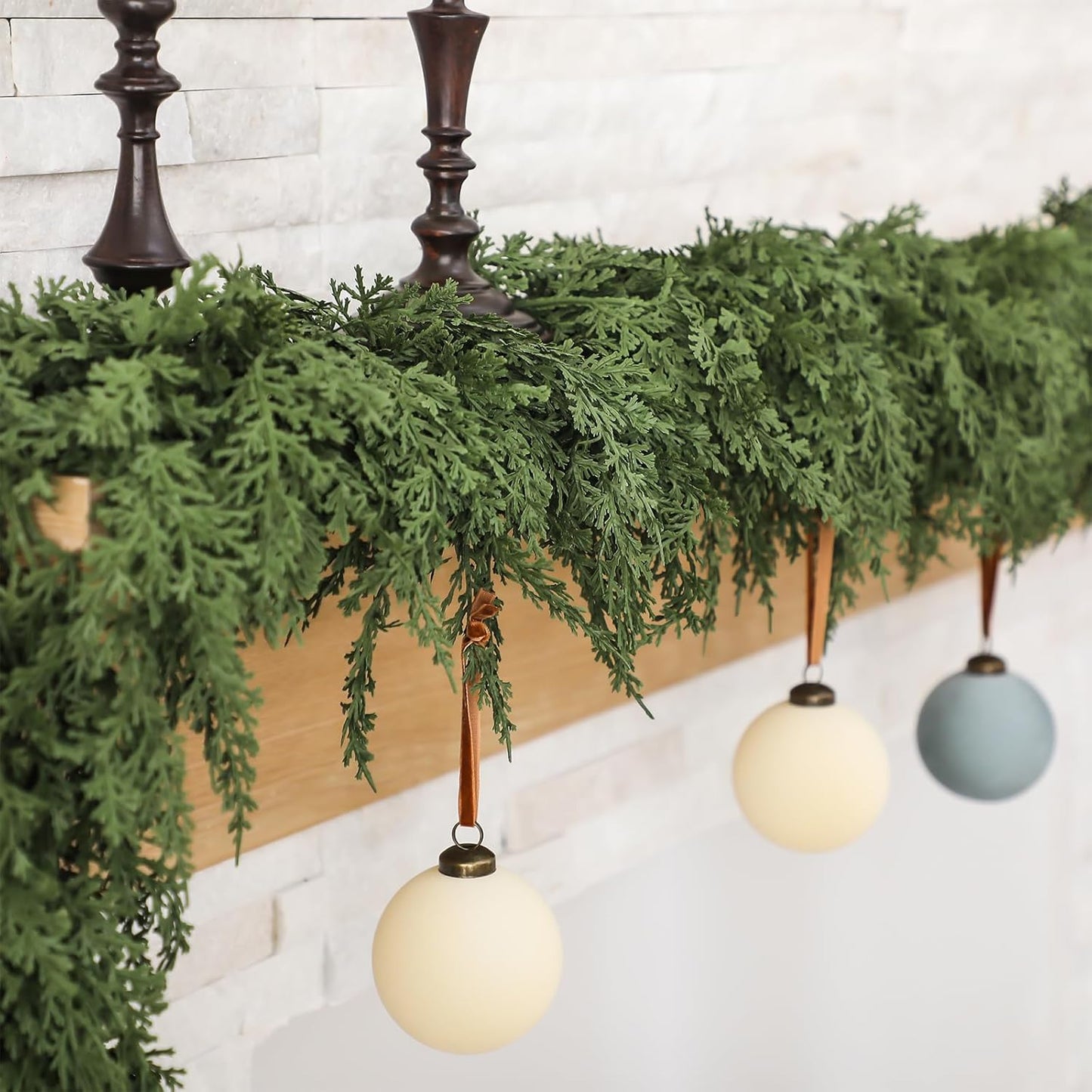 Jutom 2 PCS 6 ft Christmas Cedar Garland - Artificial Realistic Holiday Cedar Pine Needles Greenery Garland Decoration for Mantel Table Winter Party