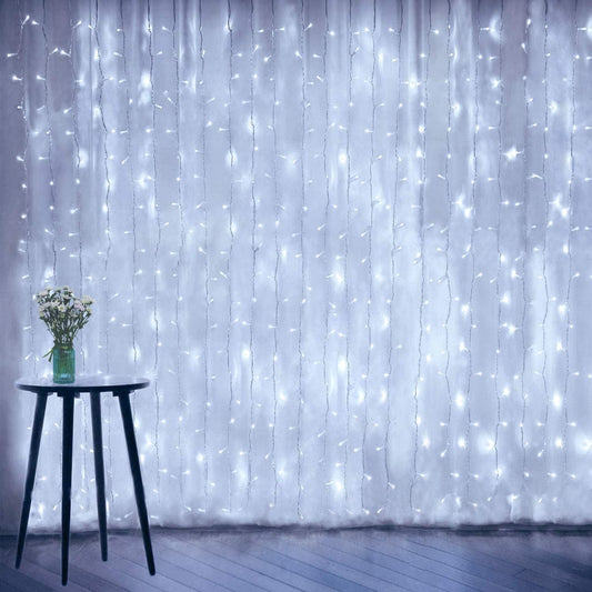 Curtain String Lights, Window Fairy LED Icicle Xmas Lights for Wedding Party Garden Room Outdoor Indoor Wall Decorations(Cool White)