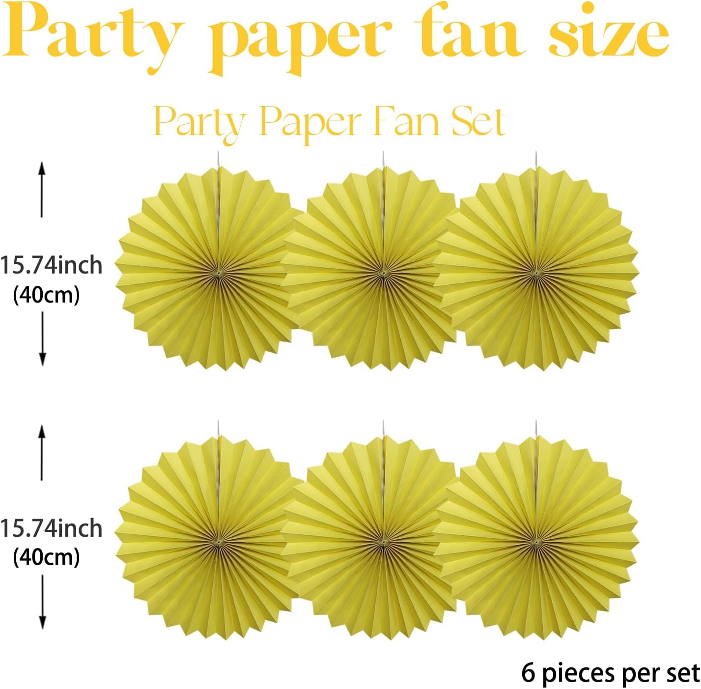 Yellow Party Decorations,Paper Decorations for Party,Lemon Decorations Party Paper Fans Bulk 16in,Anniversary Decorations for Party 30 Color DIY Set （Lemon Yellow）