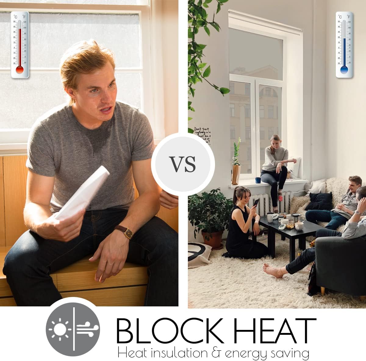 HIDBEA One Way Privacy Window Film, Daytime Mirror Reflective Heat Control UV Sun Blocking Non-Adhesive Static Cling Window Tint for Home and Office (Black-Silver, 29.5 Inch x 6.5 Feet)