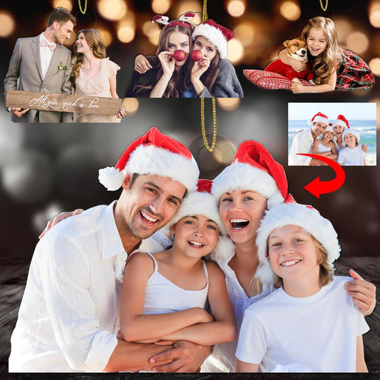 Personalized Christmas Ornaments 2025 w/Any Picture,Hanging Acrylic Custom Photo Ornament - Using My Own Photos - Picture Ornaments for Christmas Tree,Photo Pendant Customized Acrylic Pendant