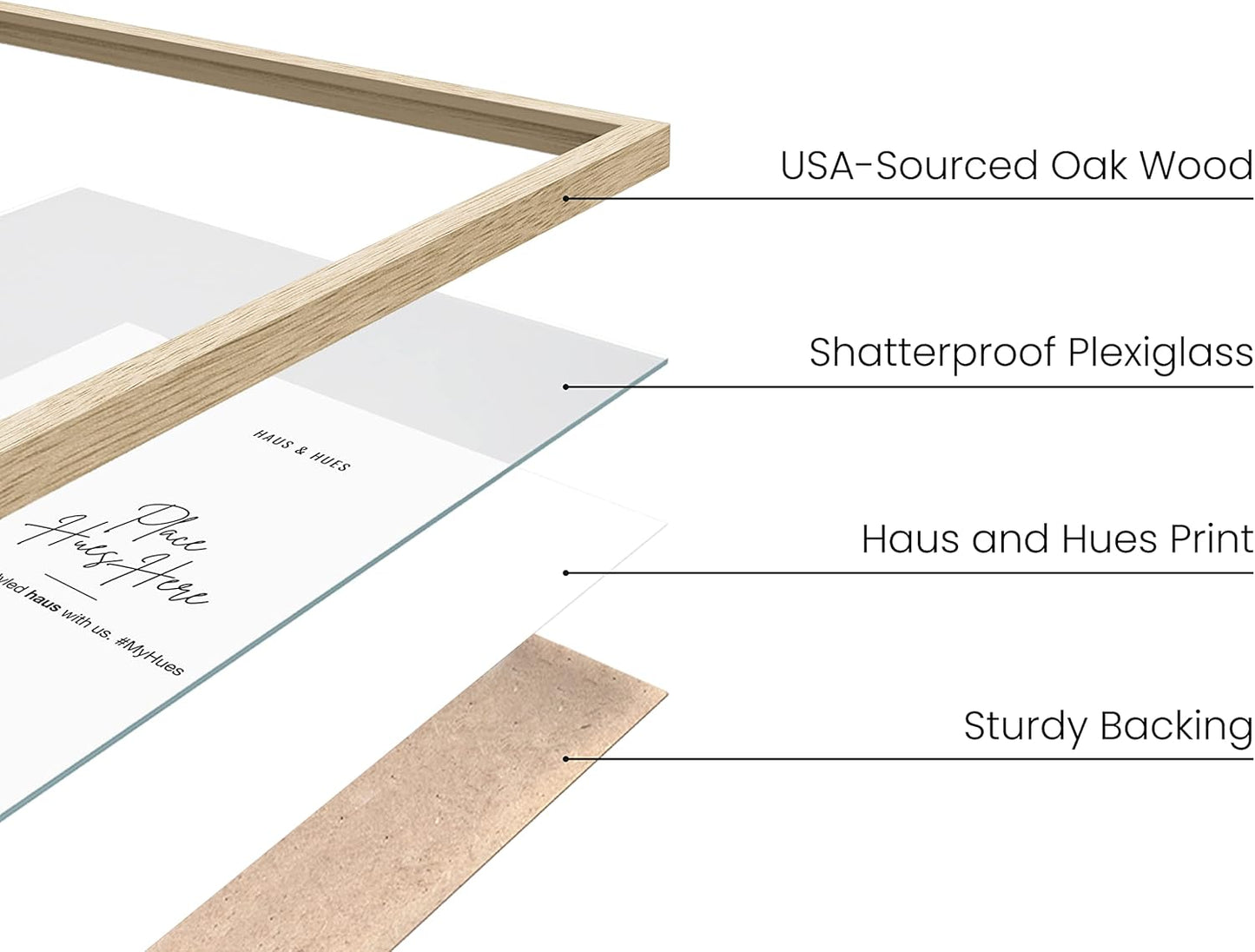 HAUS AND HUES Picture Frames 16x24 - Set of 4 Standalone Beige Oak Frame 16x24 Picture Frames for Wall, Poster Frames 16x24, 16 x 24 Gallery Wall Frame Set, 16 by 24 Picture Frame (Beige Frame)