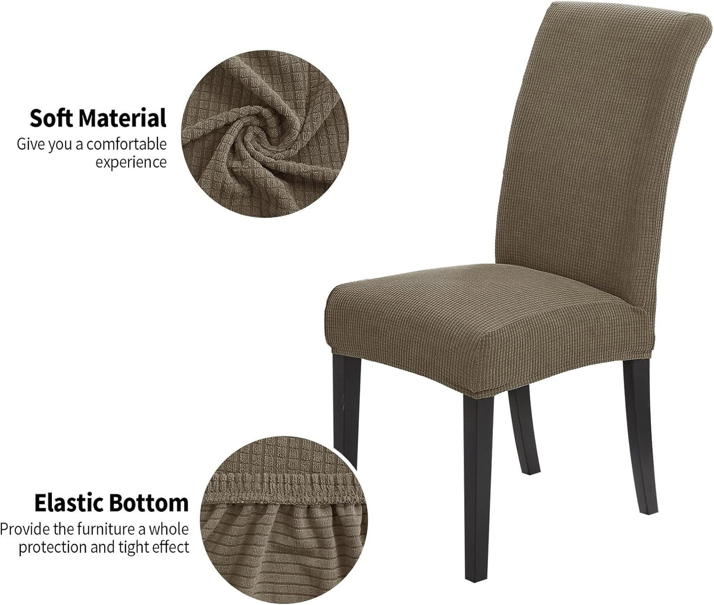 Joccun Chair Covers for Dining Room Set of 4,Dining Chair Slipcovers Stretch Dining Room Chair Covers Seat Protector,Washable Parsons Chair Cover for Home,Hotel,Banquet(Fossil,4 Pack)