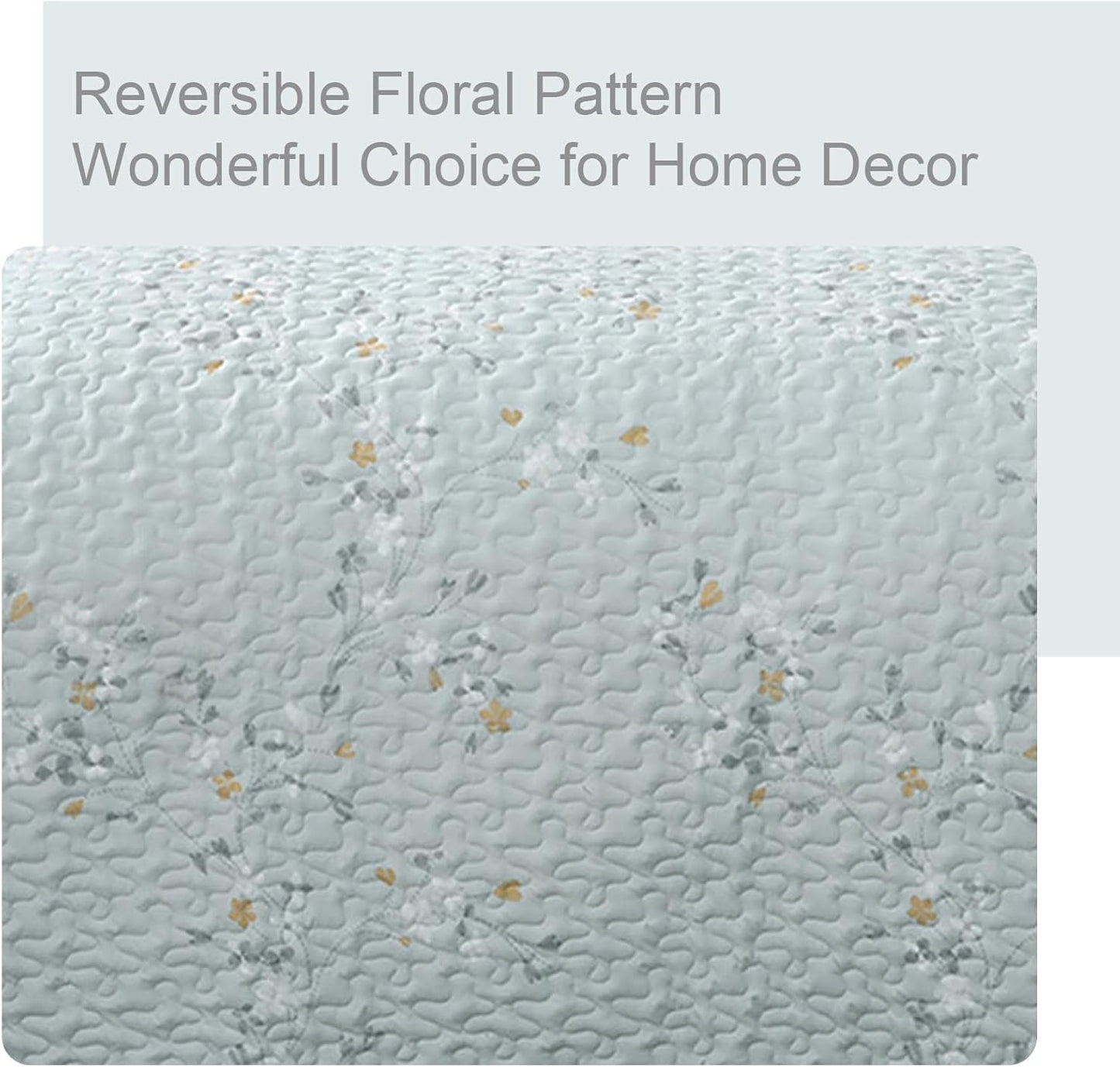 Exclusivo Mezcla Reversible Boho Quilt Set Queen Size, 3 Pieces Flowers Aqua All Season Bedspreads, Ultra Soft Floral Coverlet Bedding Set with Printed Pattern (1 Quilt, 2 Pillow Shams)