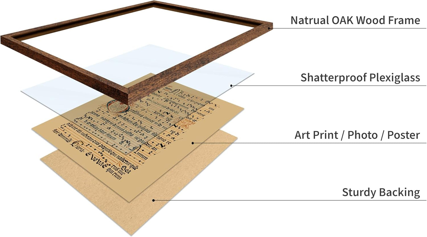 Poster Master Vintage Hymnal Poster - Retro Music Print - Gift for Artist, Friend - Graduale Aboense, Gregorian Chant Manuscript, Score - Wall Decor for Living Room, Bedroom, 11x14 Brown Framed