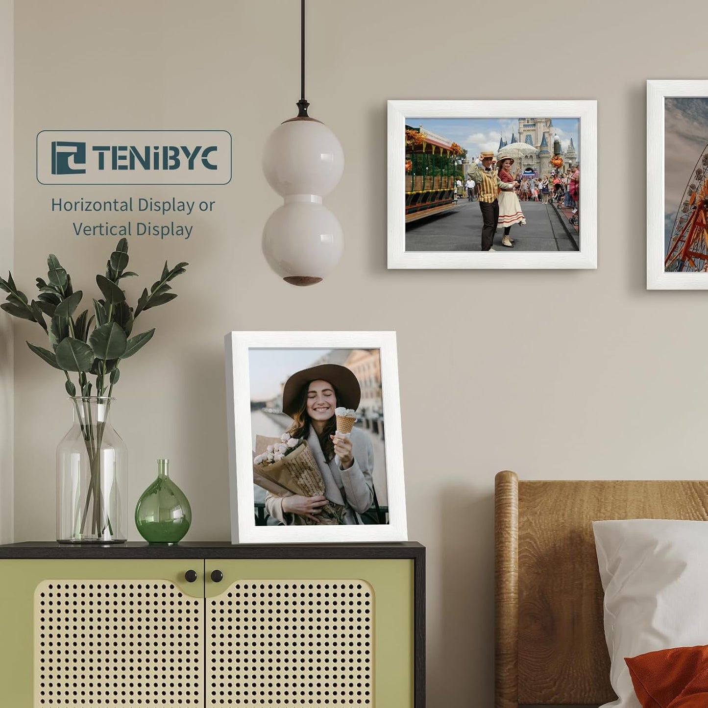 8.5x11 Picture Frame Set of 3 - White Woodgrain, Solid Wood & HD Tempered Glass, Table Display or Wall Hanging