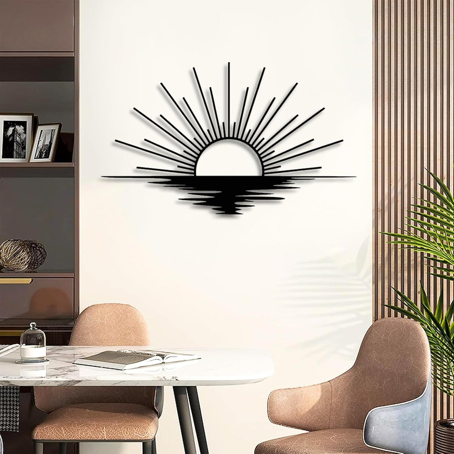 Sunrise Metal Wall Art, Metal Sun Wall Decor, Metal Sun Outdoor Decor, Large Metal Sun Wall Art, Sun Wall Art, Boho Sun Wall Art, Sunshine Metal Sign, Living Room Bedroom Wall Hangings (Silver, 24"x 17"| 62x37cm )