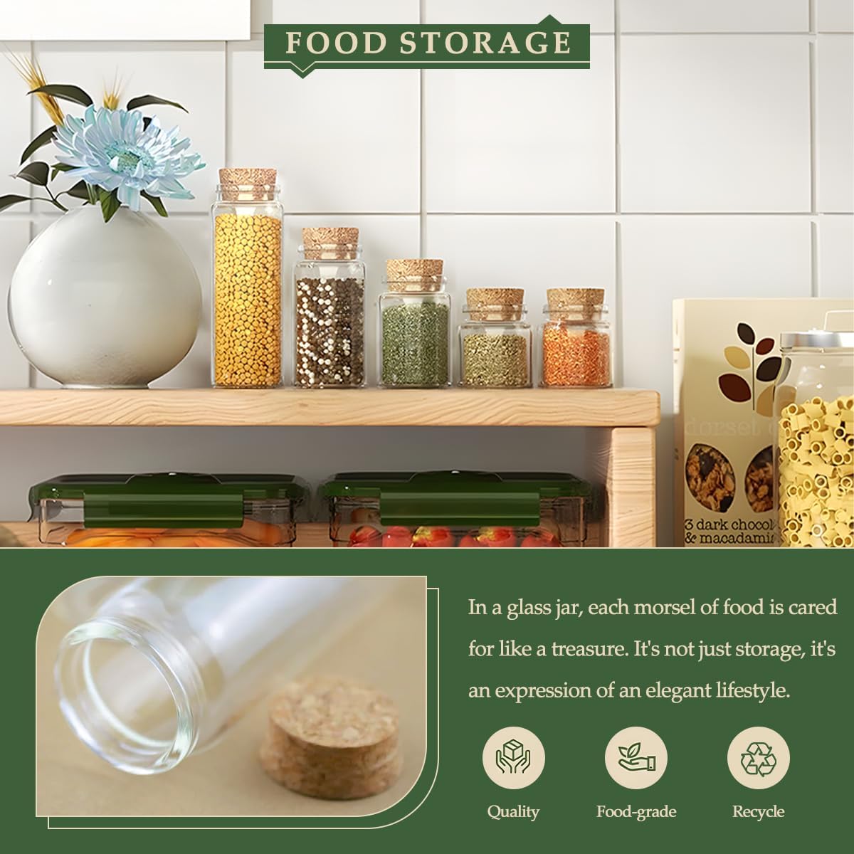 JIUYUE 4 pcs 80 ml Small Glass Bottles with Cork(2.7 oz-1.85x2.75 inch)